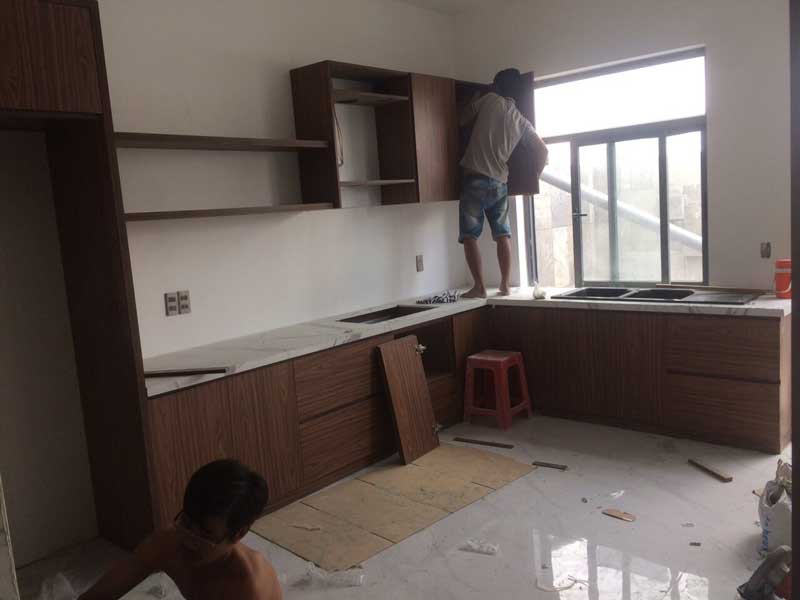 Thi công nội thất màu walnut căn hộ Thăng Long home - Ảnh 3