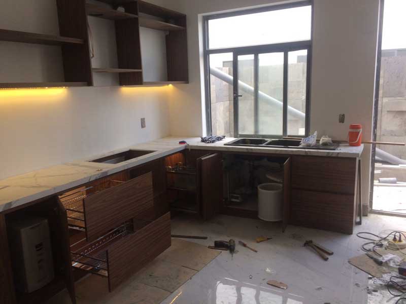 Thi công nội thất màu walnut căn hộ Thăng Long home - Ảnh 7