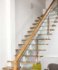 cầu thang xương cá đơn bậc gỗ