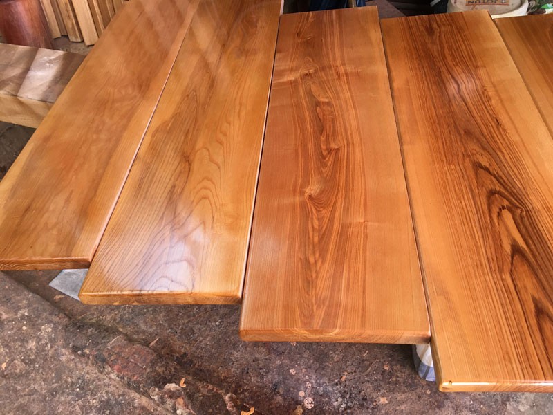 Bậc gỗ sồi Nga dày 2.7cm thi công cầu thang sắt xương cá - Ảnh 7