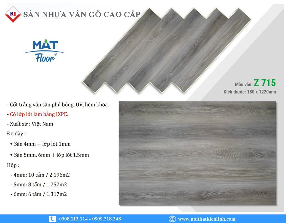 SÀN NHỰA VÂN GỖ 4MM MATFLOOR – Z 715