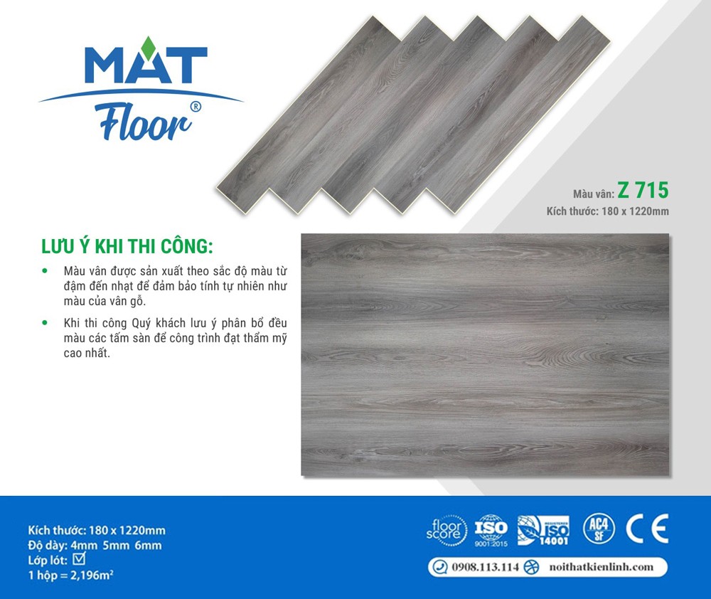 SÀN NHỰA VÂN GỖ 4MM MATFLOOR – Z 715 - Ảnh 5