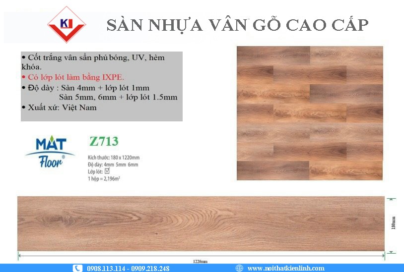SÀN NHỰA VÂN GỖ 4MM MATFLOOR – Z 713 - Ảnh 10