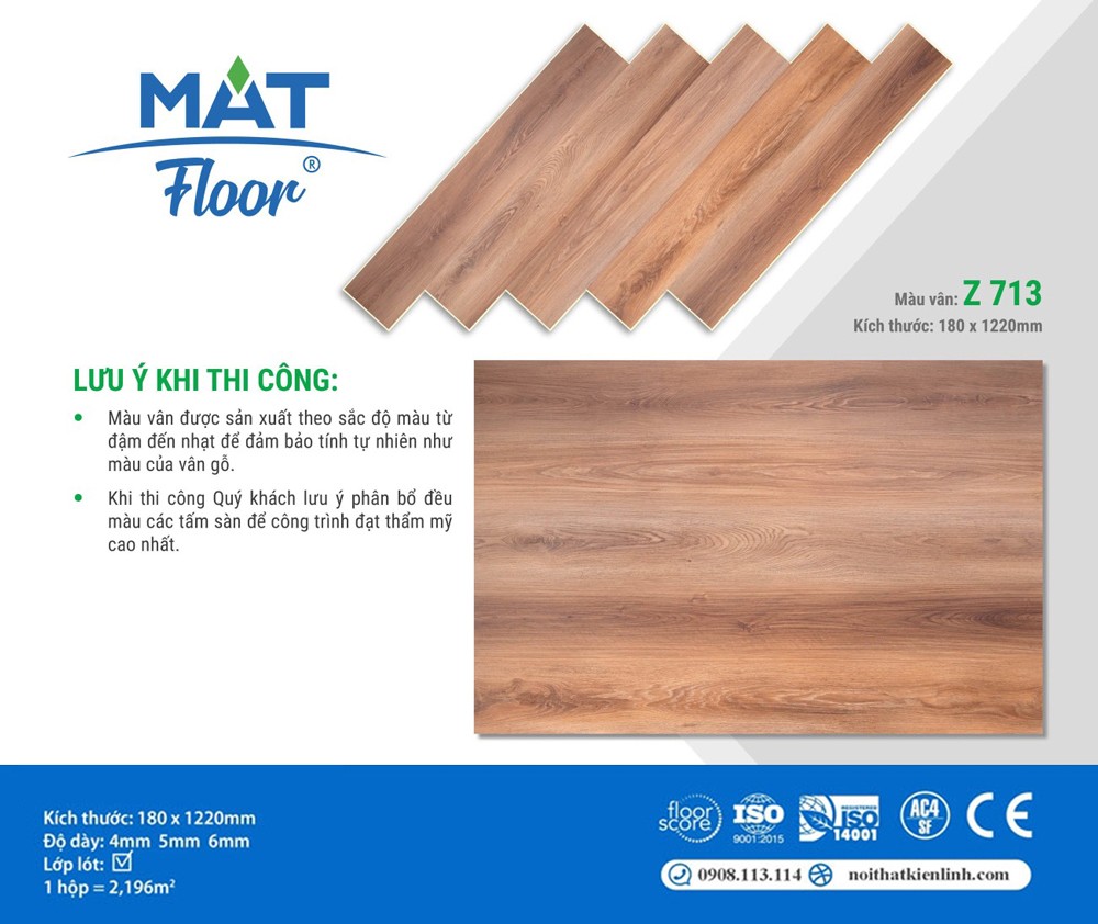 SÀN NHỰA VÂN GỖ 4MM MATFLOOR – Z 713 - Ảnh 7