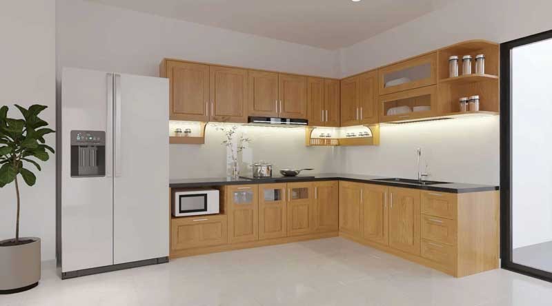 Xưởng sản xuất tủ bếp gỗ tự nhiên uy tín