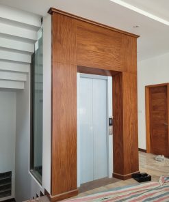 ốp mặt tiền thang máy gỗ tự nhiên