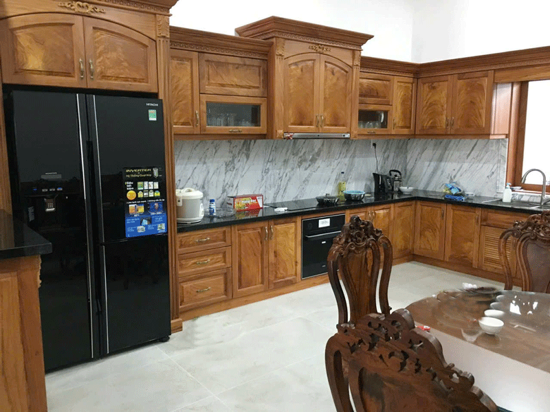 Tủ Bếp Gỗ Gõ Đỏ kết hợp tủ rượu - Ảnh 2